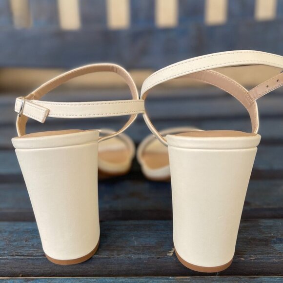 New BP Lula Slingback Sandal Women 10 US Cream Block Heel Adjustable Ankle Strap - Picture 8 of 9